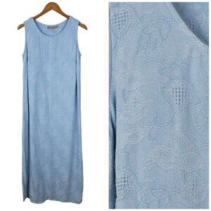 Ivy Floral Textured Print Long Dress Size 8 Petite Light Blue Art To Wear Modest